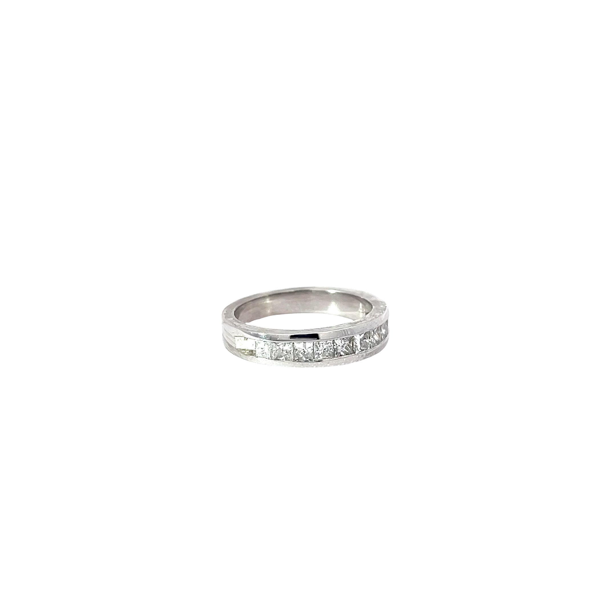 14k White Gold .85ct G VS2 Princess Cut  Diamond Channel Set Wedding Ring Size 7
