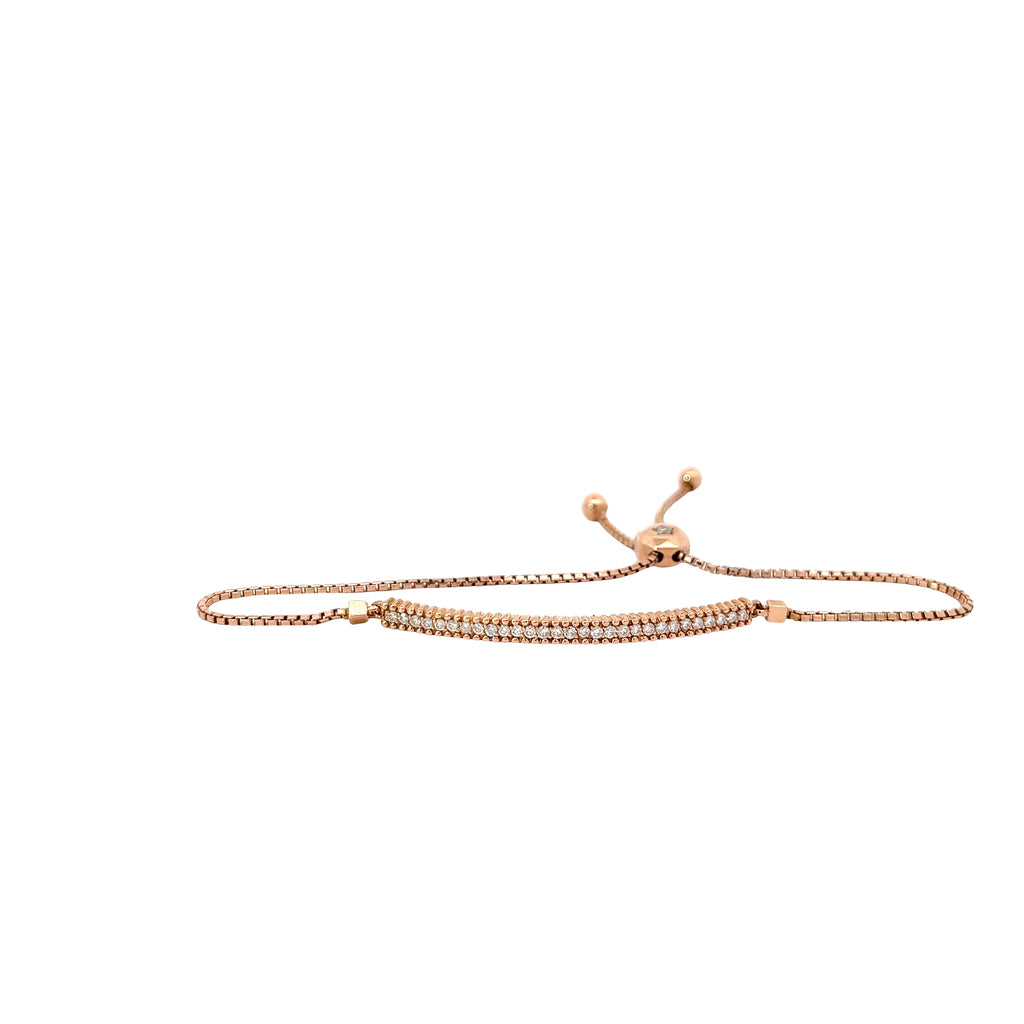 14k Rose Gold .40ct G VS2 Round Diamond Bar Bolo Bracelet
