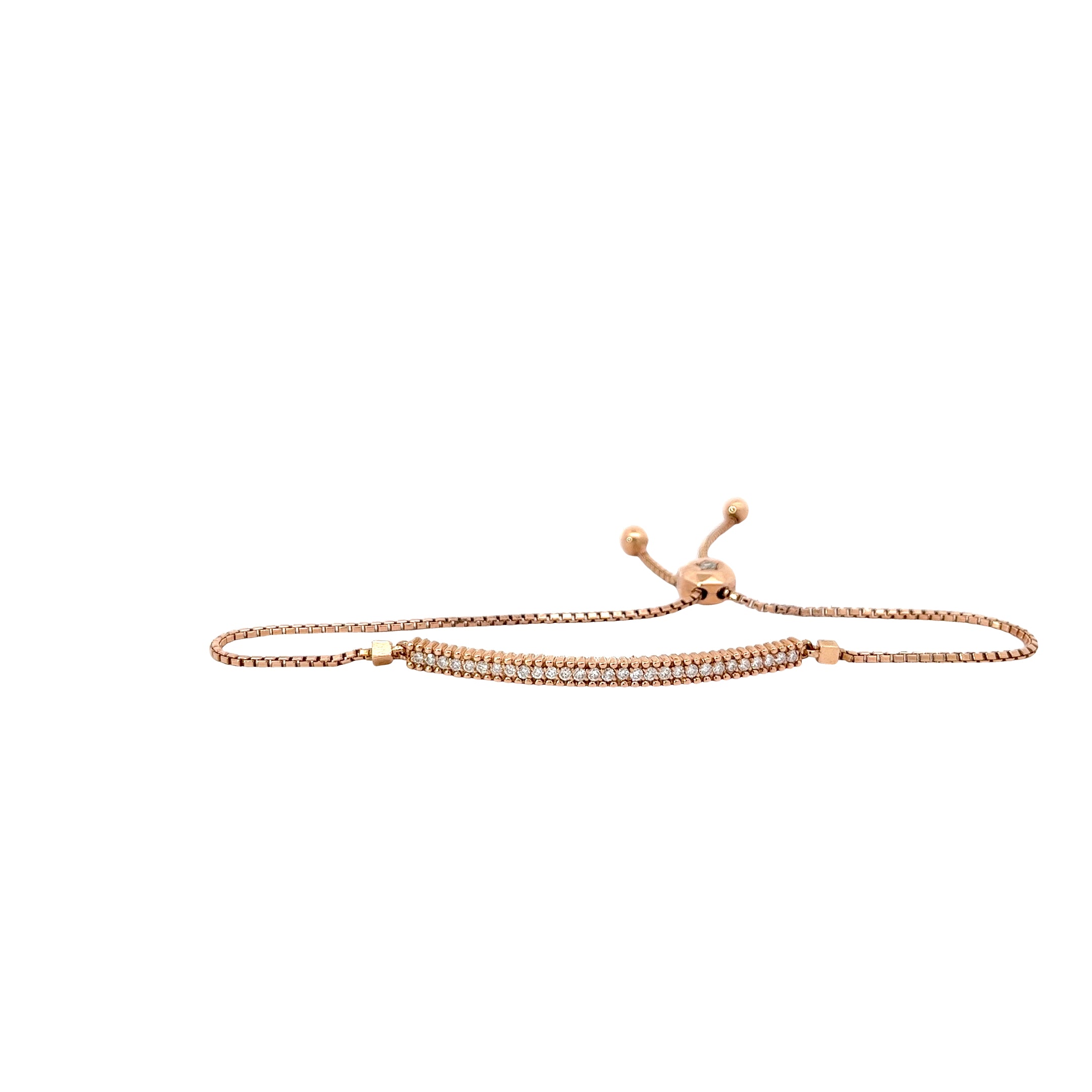 14k Rose Gold .40ct G VS2 Round Diamond Bar Bolo Bracelet
