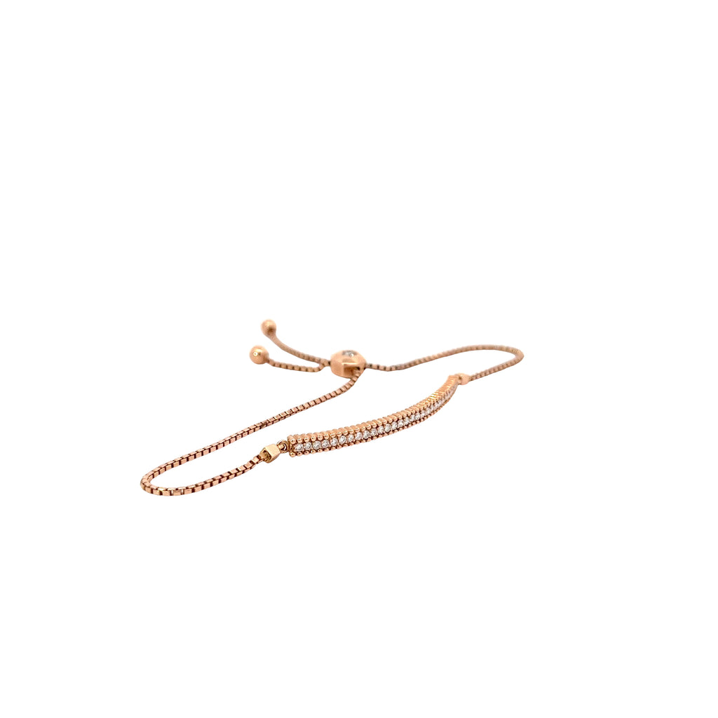 14k Rose Gold .40ct G VS2 Round Diamond Bar Bolo Bracelet