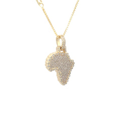 14k Yellow Gold 1.50ct F VS2 Round Diamond Pendant of A Map of Africa 13.8 Gram 18"inch