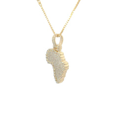 14k Yellow Gold 1.50ct F VS2 Round Diamond Pendant of A Map of Africa 13.8 Gram 18"inch
