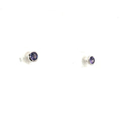 14k White and Yellow Gold .50ct Round Tanzanite Bezel Set Stud Earrings