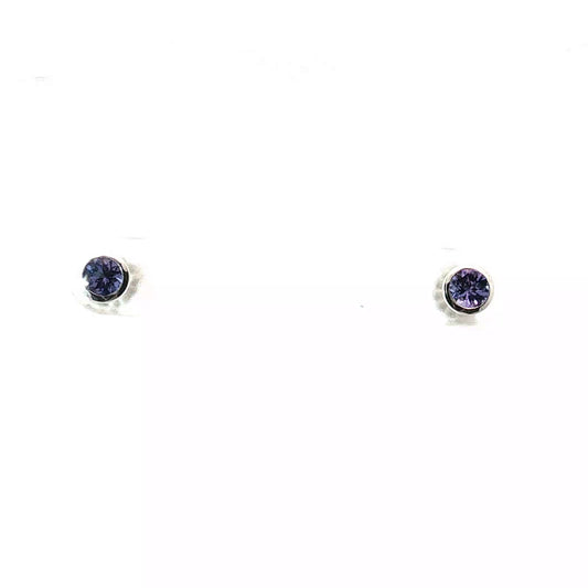 14k White and Yellow Gold .50ct Round Tanzanite Bezel Set Stud Earrings