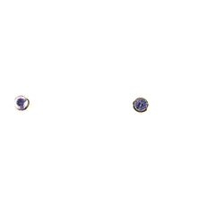 14k White and Yellow Gold .50ct Round Tanzanite Bezel Set Stud Earrings