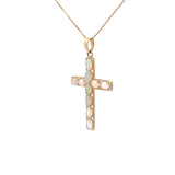 14k Yellow Gold 2.00ct Oval Shape Opal Cross Necklace