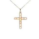 14k Yellow Gold 2.00ct Oval Shape Opal Cross Necklace