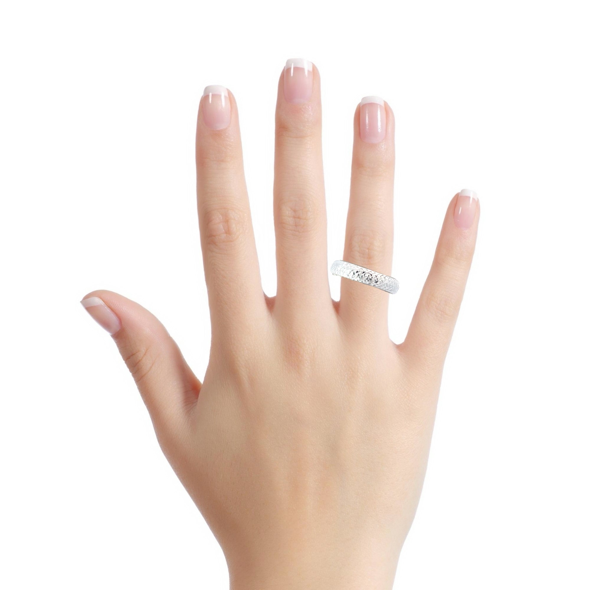 14k White Gold .90 gram Diamond Cut Band