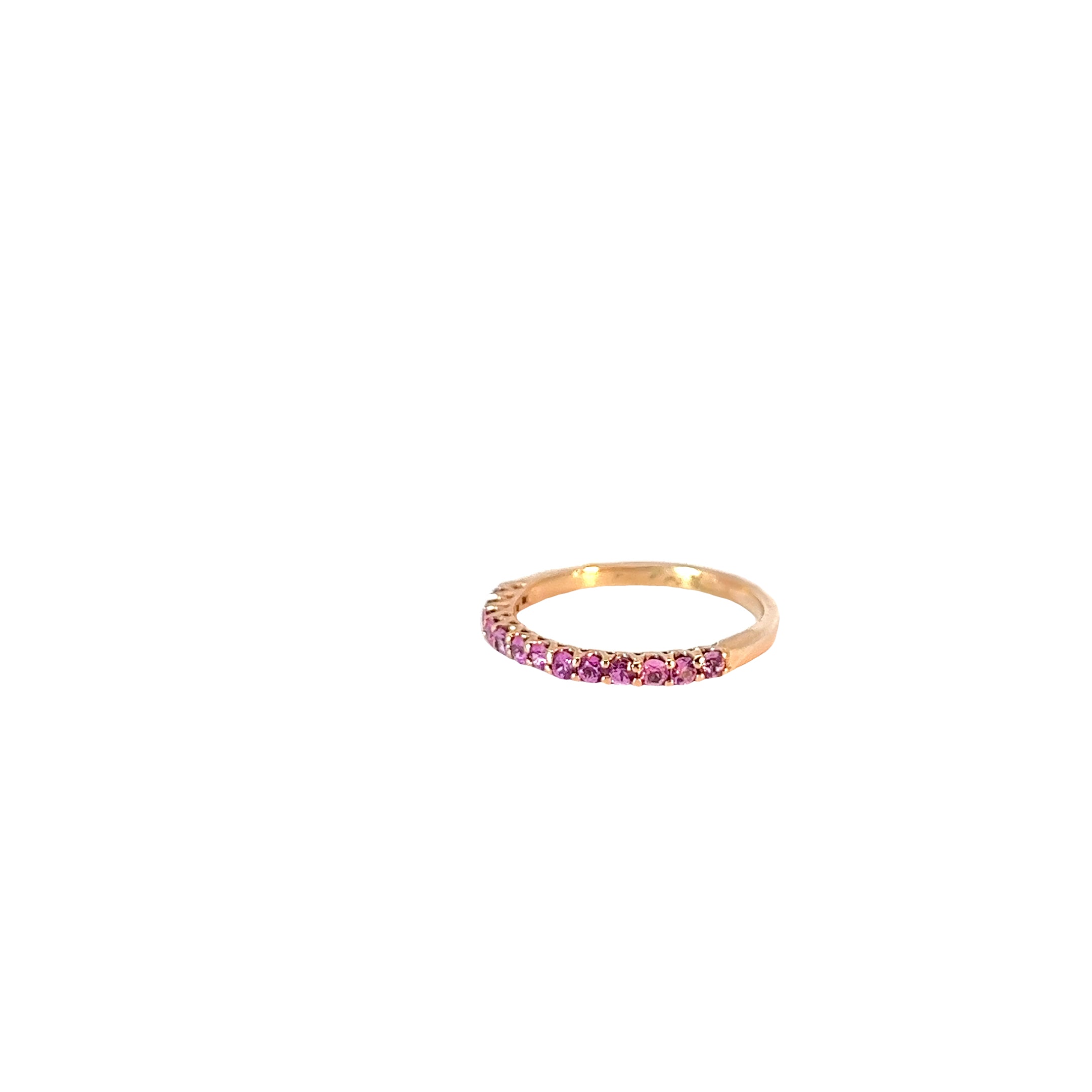 Ladies 14k Rose Gold Pink Sapphire Band ring