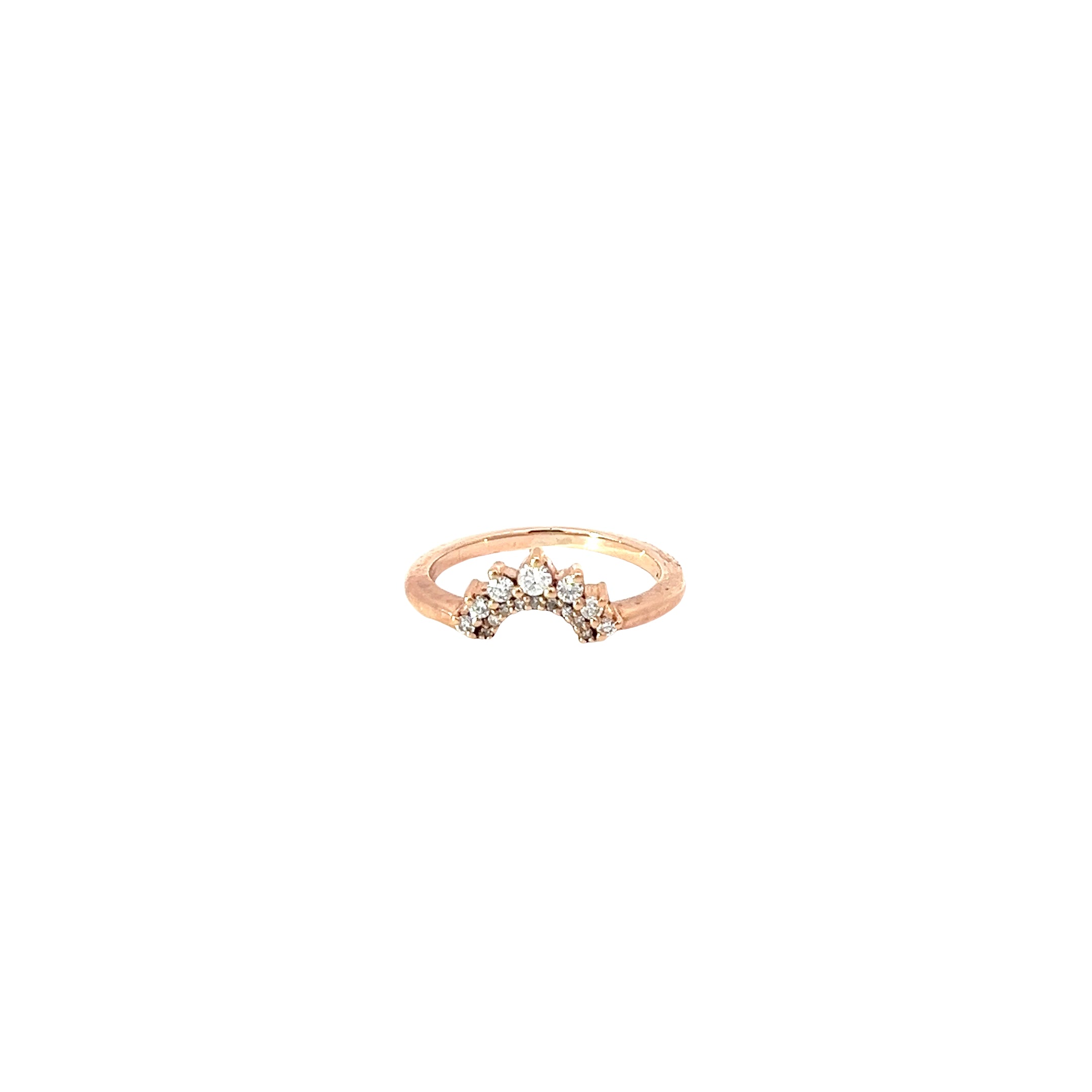 14k Rose Gold .25ct F VS2 Round Diamond Curved  Ring Insert Size  4 1/2