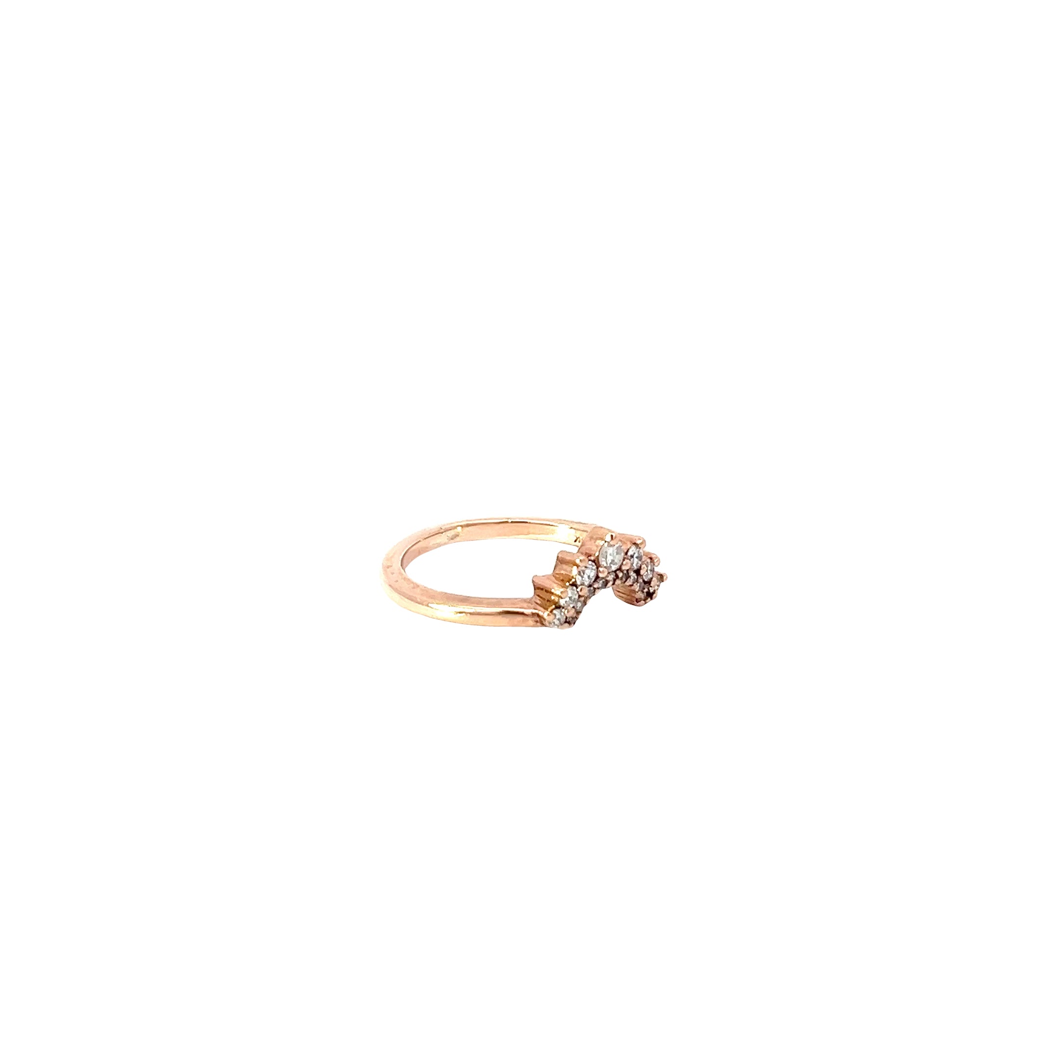 14k Rose Gold .25ct F VS2 Round Diamond Curved  Ring Insert Size  4 1/2