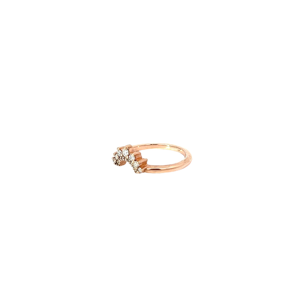 14k Rose Gold .25ct F VS2 Round Diamond Curved  Ring Insert Size  4 1/2