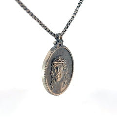 Sterling Silver 19.2 Gram Necklace with a Jesus Face Pendant