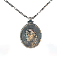 Sterling Silver 19.2 Gram Necklace with a Jesus Face Pendant