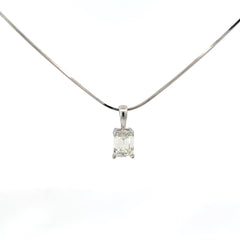 18k White Gold 1.06ct J VS1 Emerald Cut Diamond Solitaire Pendant Certified By IGI #D2F23021
