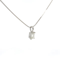 18k White Gold 1.06ct J VS1 Emerald Cut Diamond Solitaire Pendant Certified By IGI #D2F23021