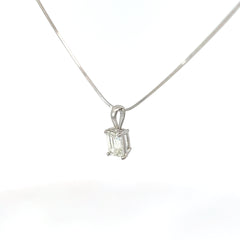 18k White Gold 1.06ct J VS1 Emerald Cut Diamond Solitaire Pendant Certified By IGI #D2F23021