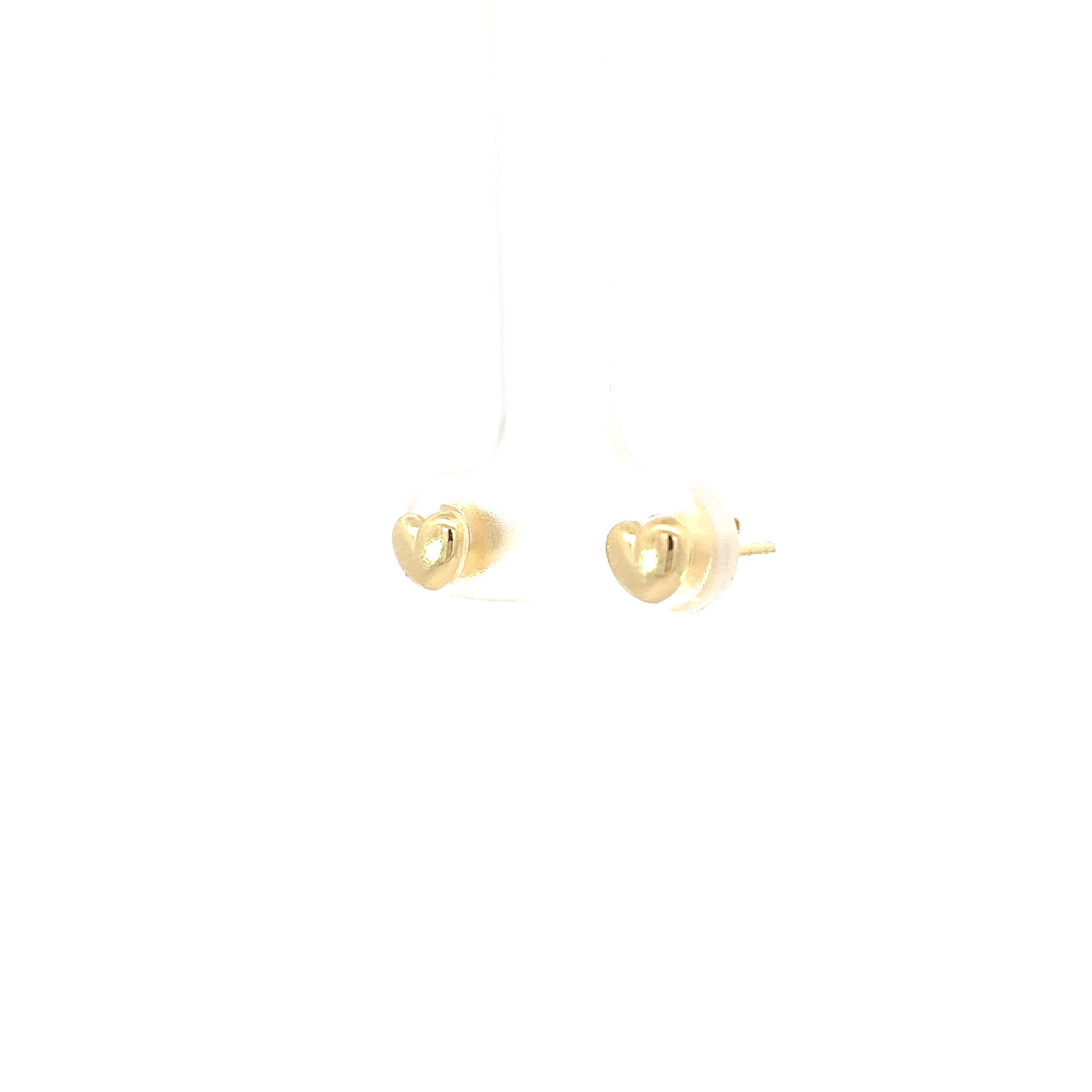 14k Yellow Gold Puff Heart Stud Baby Earrings