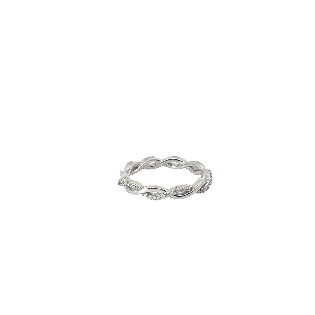 14k White Gold .35CT G VS2 Round Diamond Twisted Band Size 7