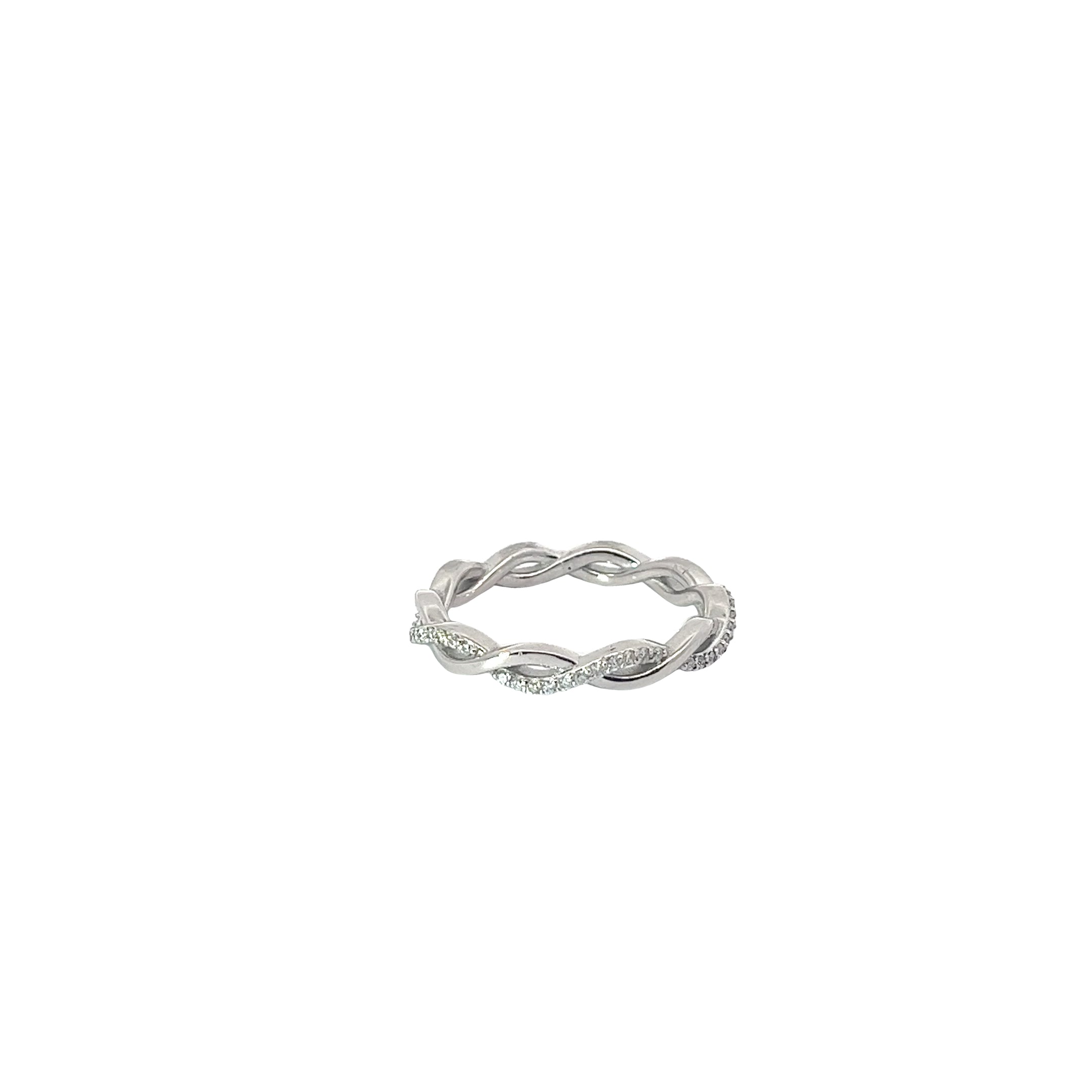 14k White Gold .35CT G VS2 Round Diamond Twisted Band Size 7