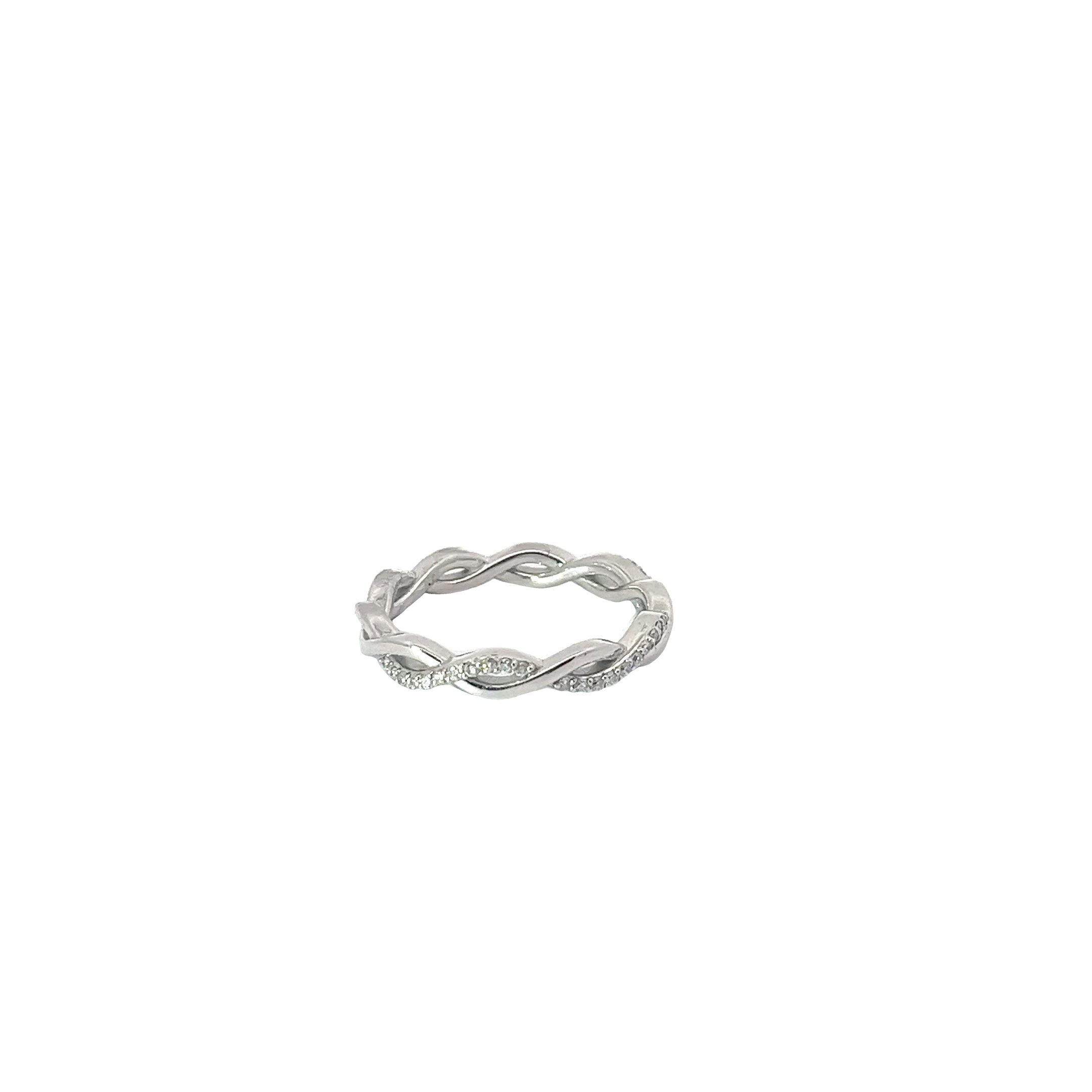 14k White Gold .35CT G VS2 Round Diamond Twisted Band Size 7