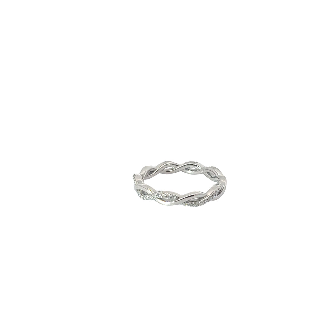 14k White Gold .35CT G VS2 Round Diamond Twisted Band Size 7
