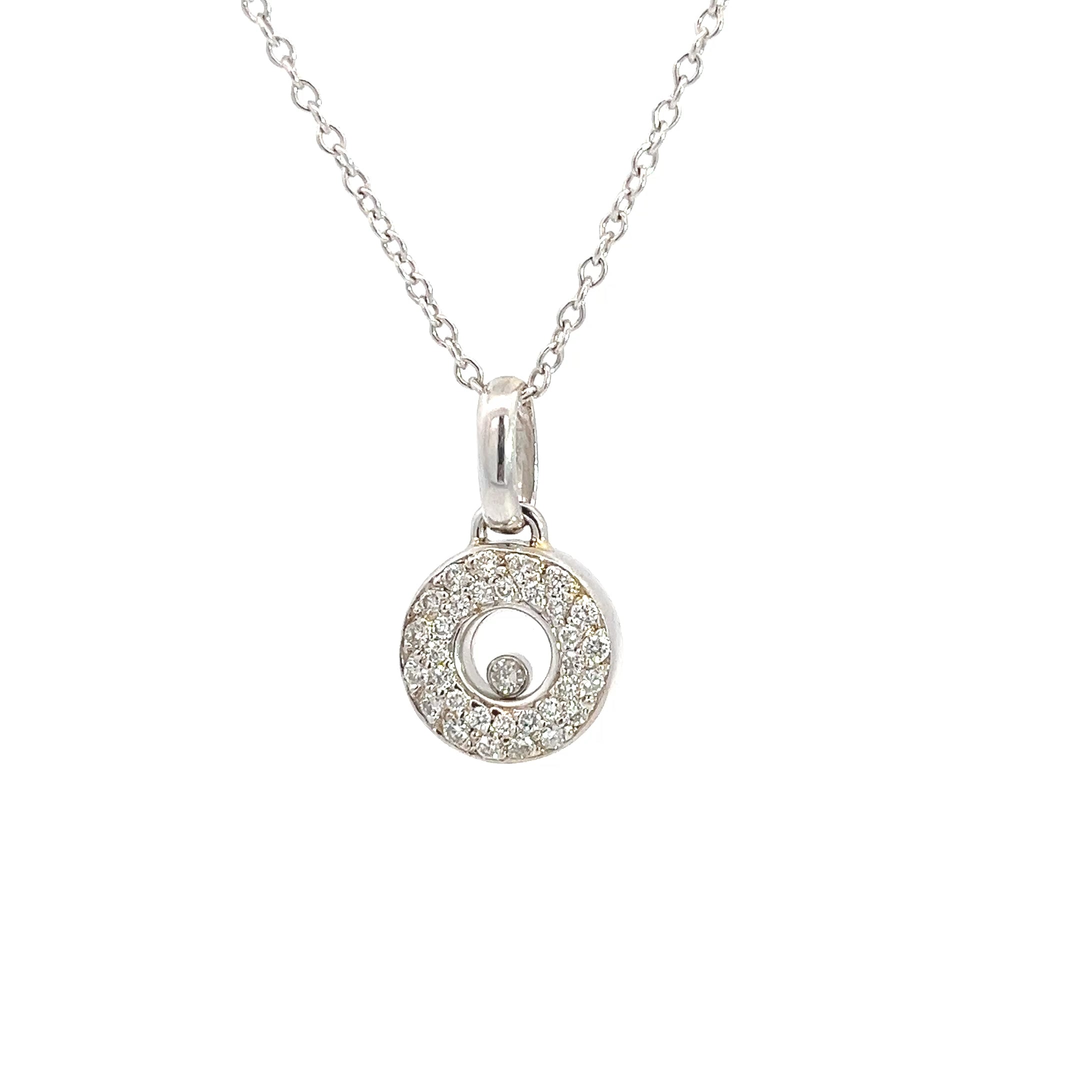 18k White Gold .50ct F VS2 Round Floating Diamond Pendant