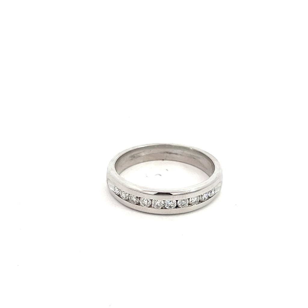14k White Gold .50ct F VS2 Round Diamond Men Wedding Band