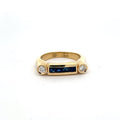 14k Yellow Gold .45ct Princess Cut Blue Sapphire/ .15ct G VS1 Round Diamond Ring Design By German Designer
