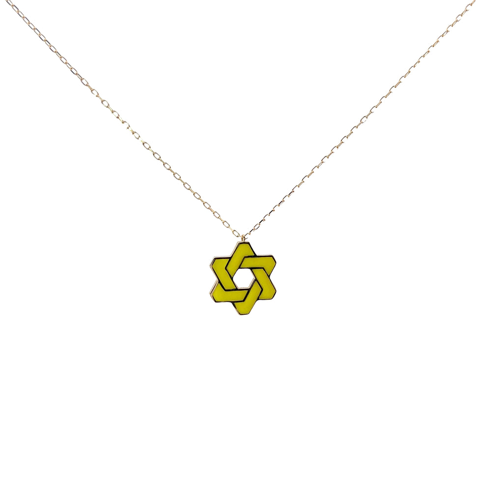 14k Yellow Gold Yellow Enamel Star Necklace