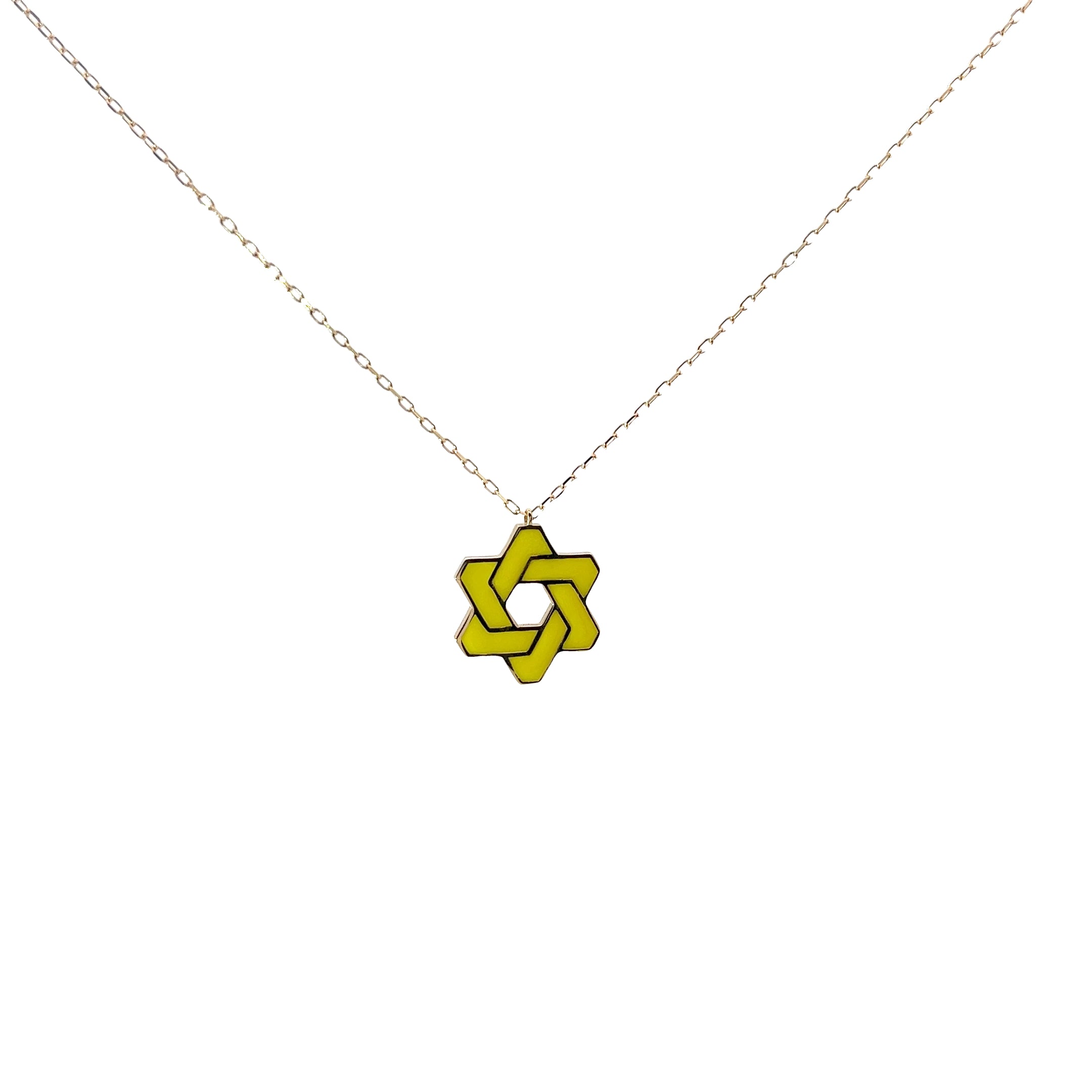 14k Yellow Gold Yellow Enamel Star Necklace