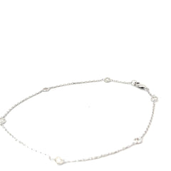 14k White Gold .60ct G SI1 Round Diamond By the Yard Anklet Bracelet 10" inch