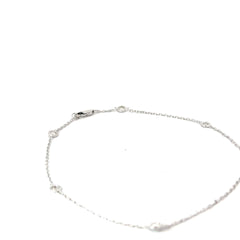 14k White Gold .60ct G SI1 Round Diamond By the Yard Anklet Bracelet 10" inch