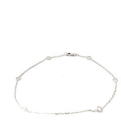 14k White Gold .60ct G SI1 Round Diamond By the Yard Anklet Bracelet 10" inch