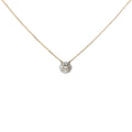 18k Yellow Gold 1.50ct F VS2 Round Vintage Old Mine Cut Solitaire Necklace