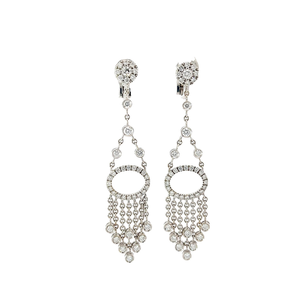 18k White Gold 2.00ct F VS2 Round Diamond Chandelier Earrings