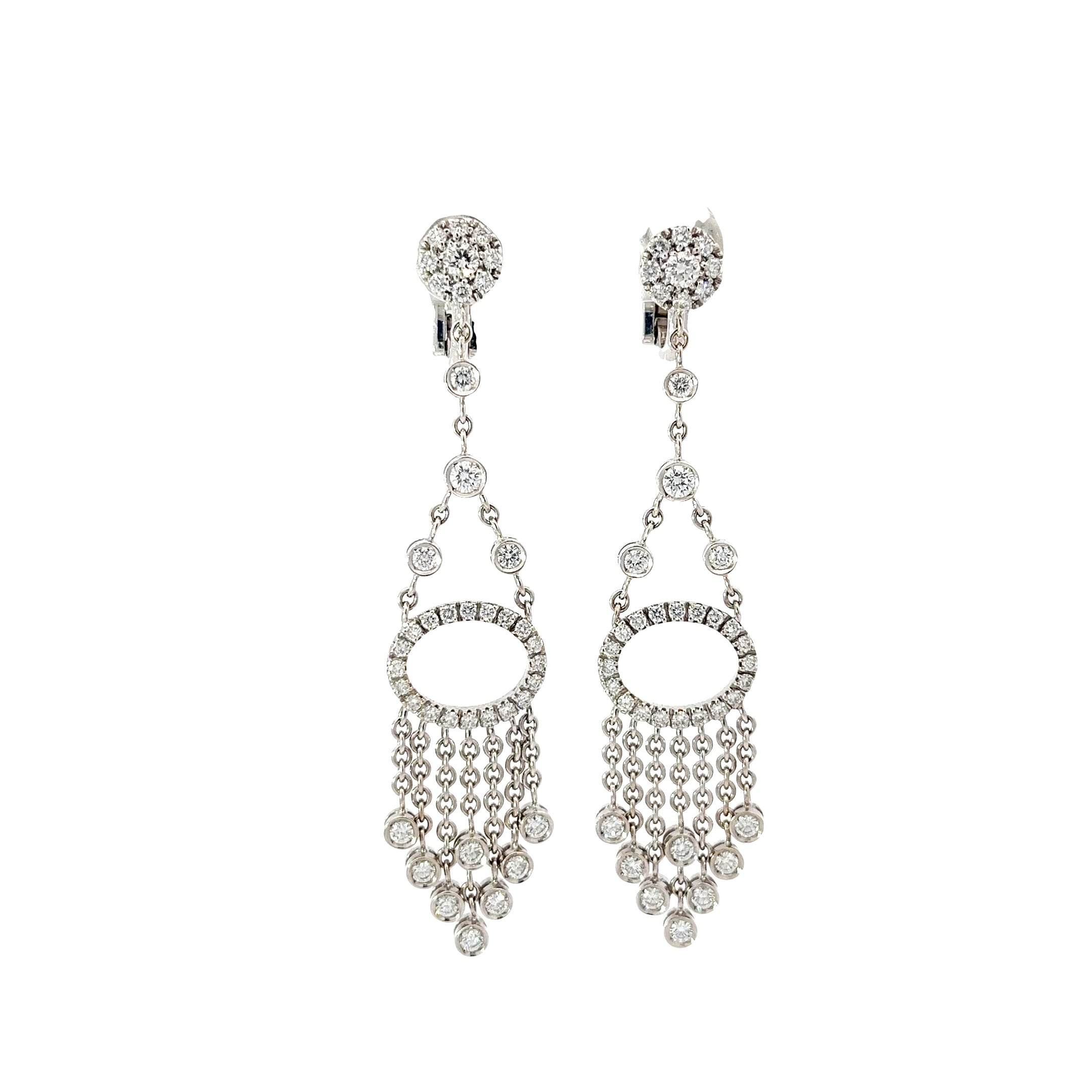 18k White Gold 2.00ct F VS2 Round Diamond Chandelier Earrings