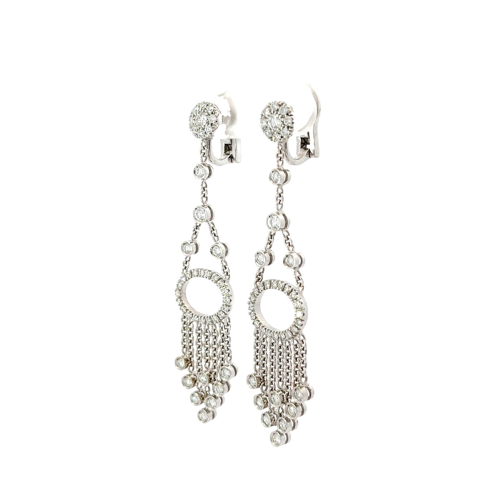 18k White Gold 2.00ct F VS2 Round Diamond Chandelier Earrings