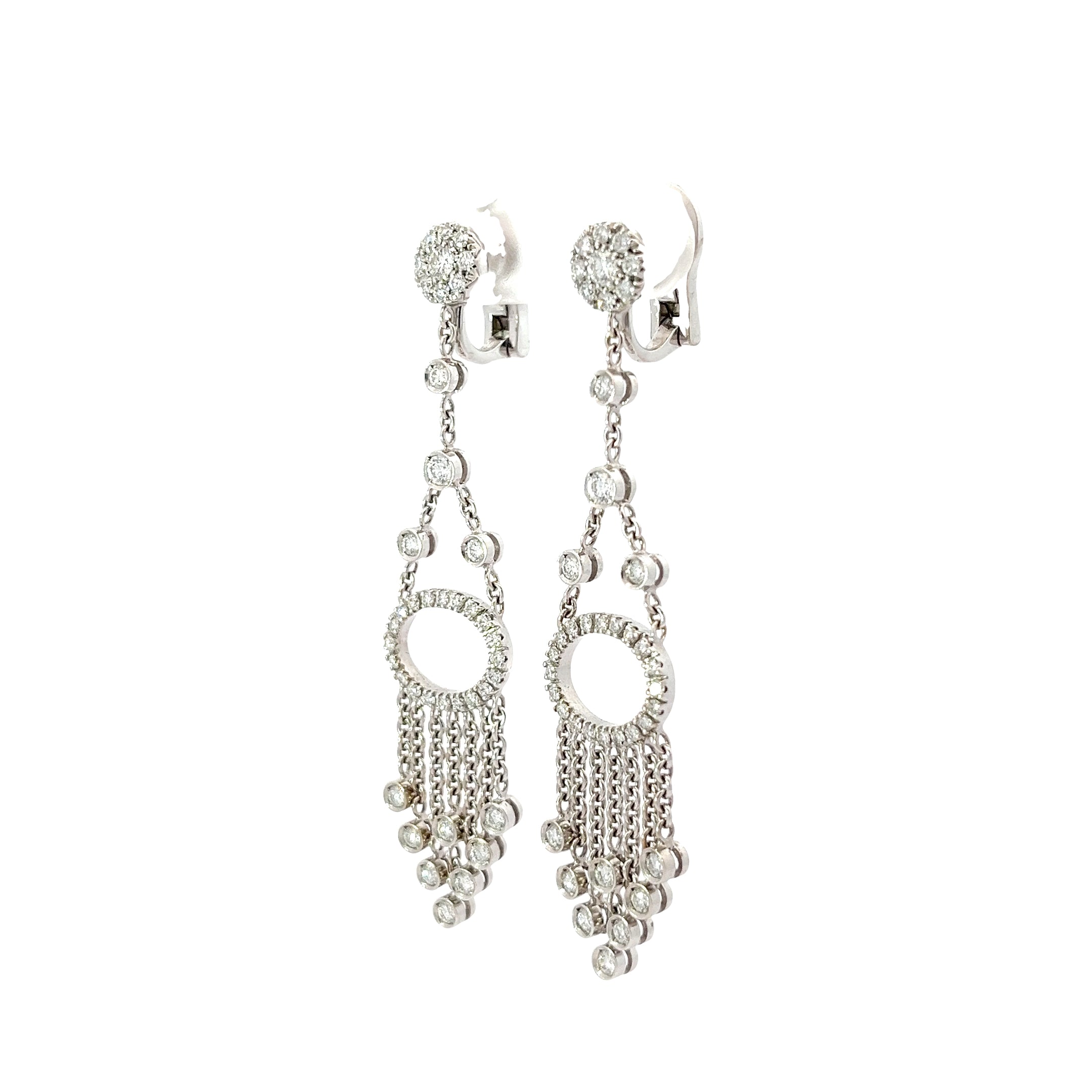 18k White Gold 2.00ct F VS2 Round Diamond Chandelier Earrings