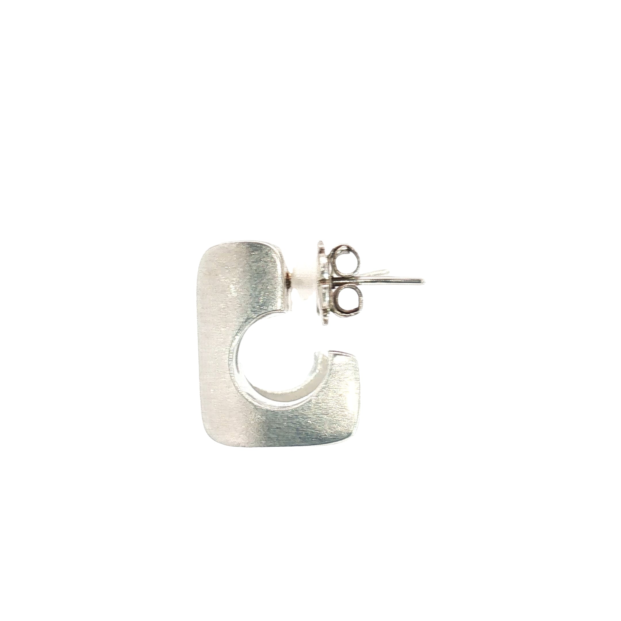 Sterling Silver Squared Post Chunky Huggie Earring 11.7 gram 3/4" x 1/2