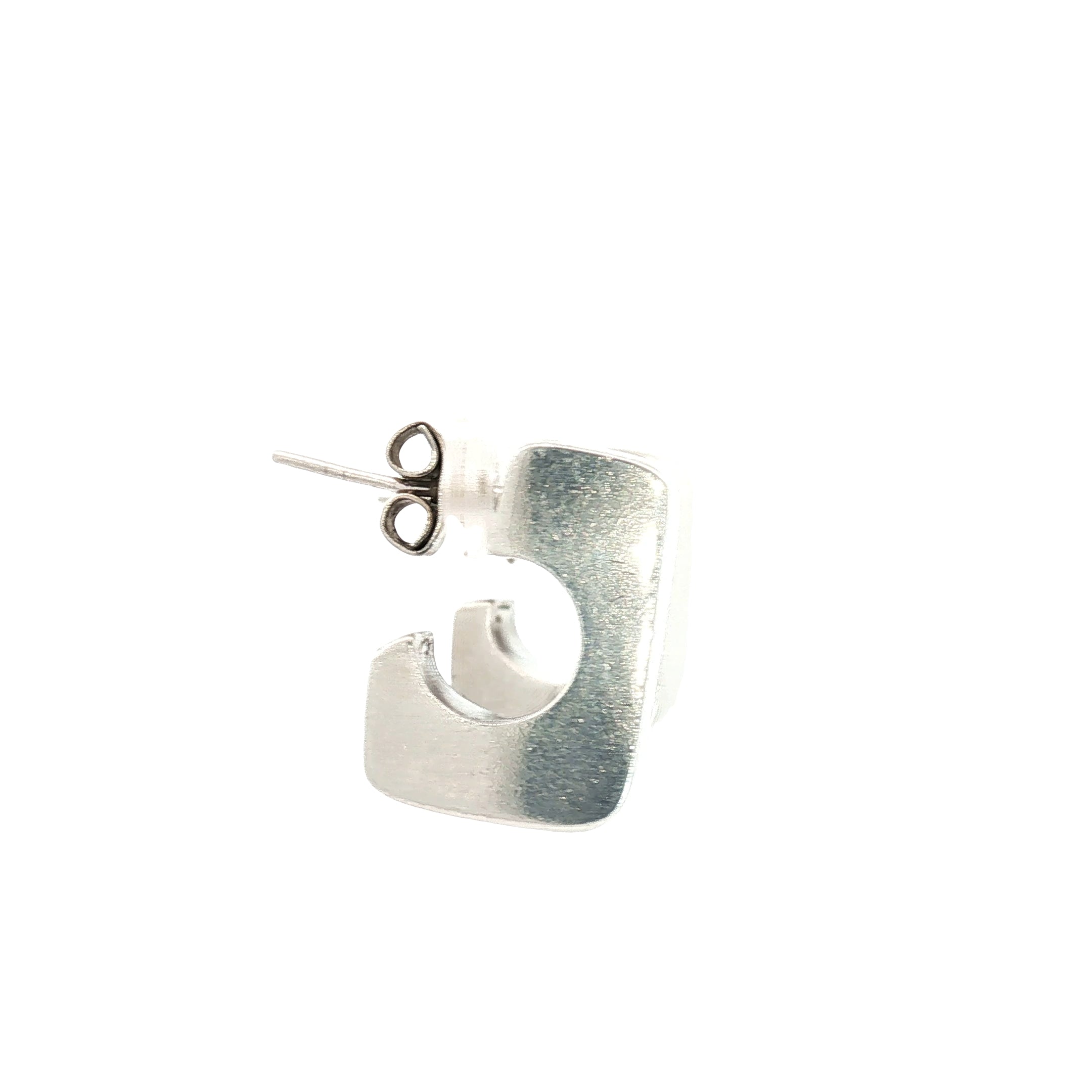 Sterling Silver Squared Post Chunky Huggie Earring 11.7 gram 3/4" x 1/2