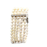 Ladies 18k white gold Vintage Diamond and Pearl Bracelet