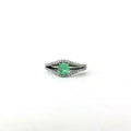 14k White Gold .45ct Round Colombian Emerald /.35ct G SI1 Round Diamond  Fashionable Ring Certified By Mac Emerald