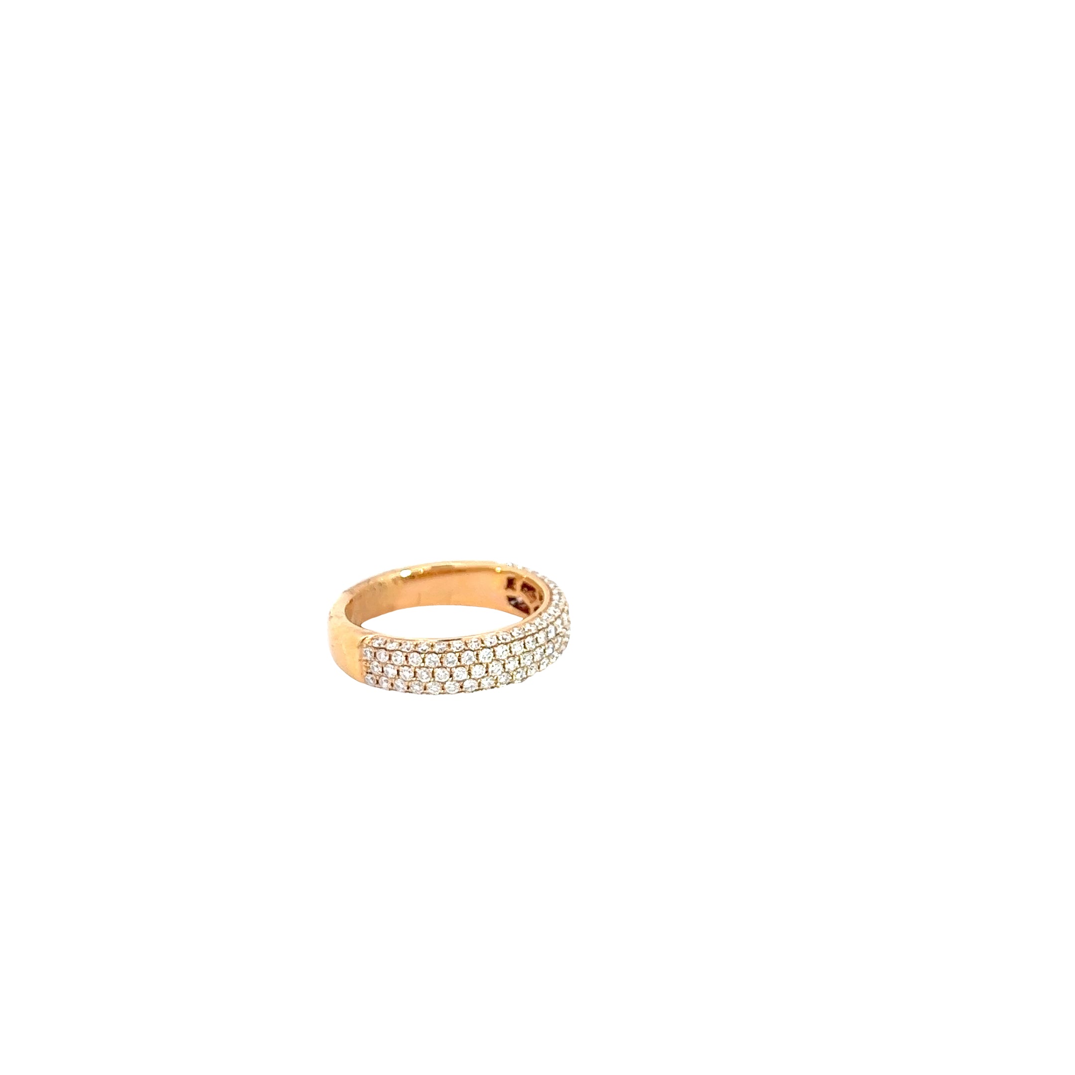 18k Rose Gold 1.10ct F VS2 Round Diamond Pave Ring Size 6 1/2