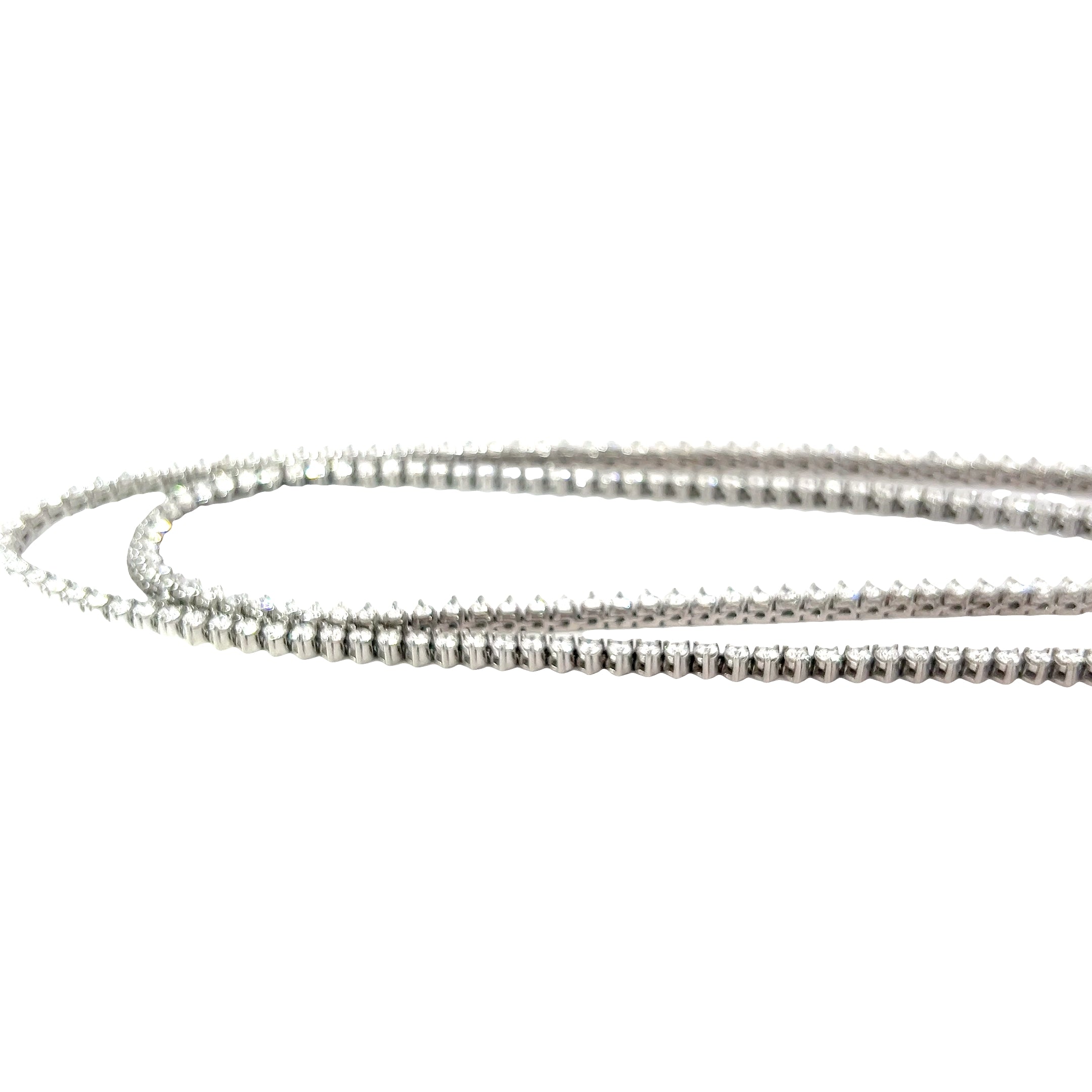 14k White Gold 9.00ct G VS2 Round Diamond Tennis Necklace 24" inch