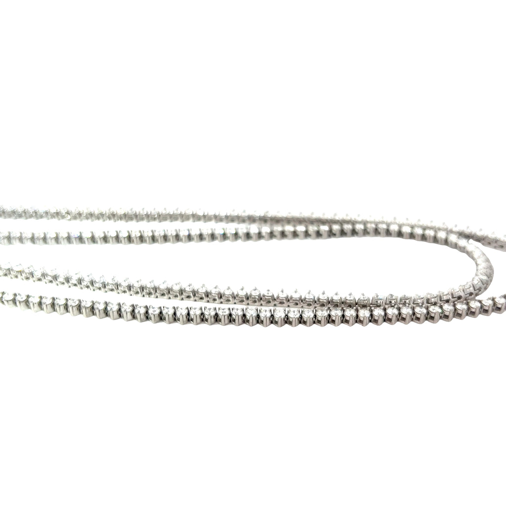 14k White Gold 9.00ct G VS2 Round Diamond Tennis Necklace 24" inch