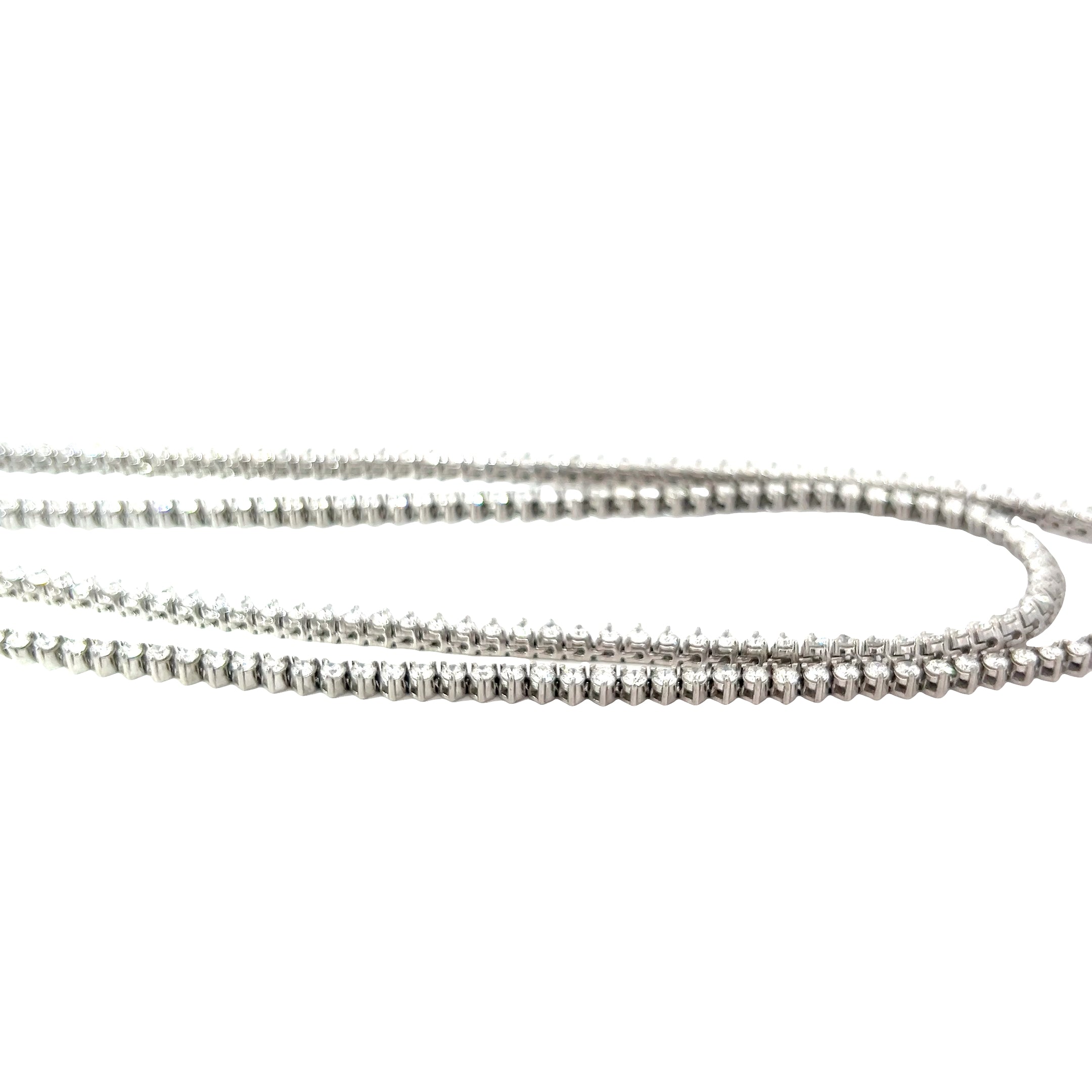 14k White Gold 9.00ct G VS2 Round Diamond Tennis Necklace 24" inch
