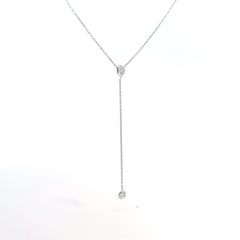 18k White Gold .25ct E VS2 Round Diamond Bezel Set Drop Necklace