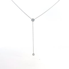 18k White Gold .25ct E VS2 Round Diamond Bezel Set Drop Necklace