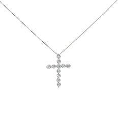 14k White Gold 1.65ct G SI1 Round Diamond Cross Necklace